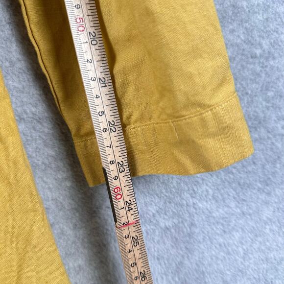 Boho Linen Button Down Tunic Size XL Gold Long Sleeve Embroidered Hi Low Indie - Picture 8 of 10